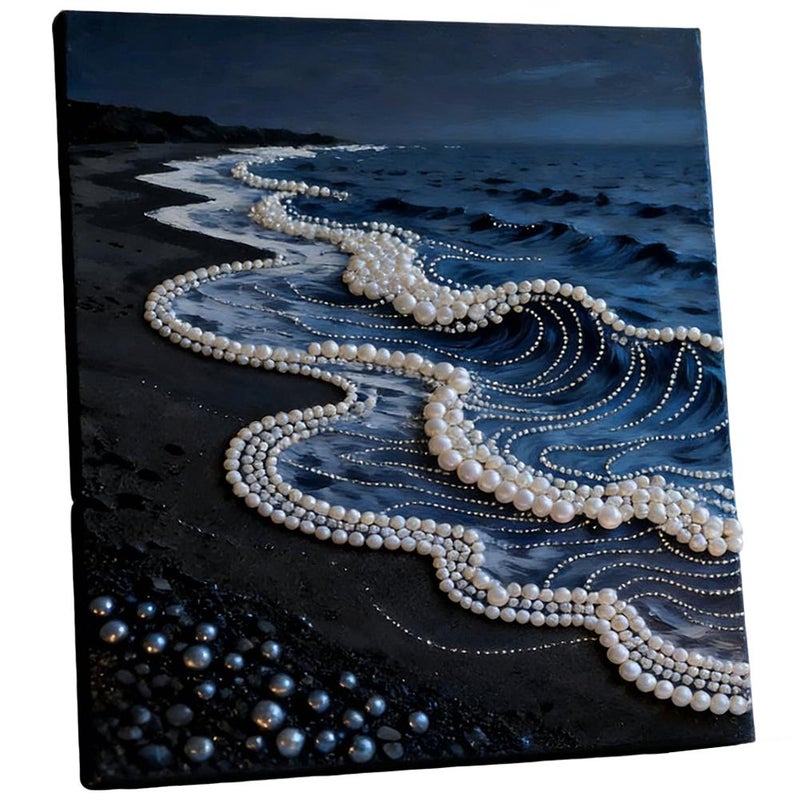 DIY Diamond Art Painting Self-adhesive Pearl Painting Waves 5D  Rhinestone Embroidery Cross Stitch DIY Art Craft Pearl Diamond Art Painting for Home Wall Decoration Gifts - Image 1